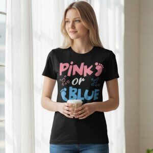 Alstyle Graphic Tee Boy/Girl Baby Gender Reveal Sz S Black #39P